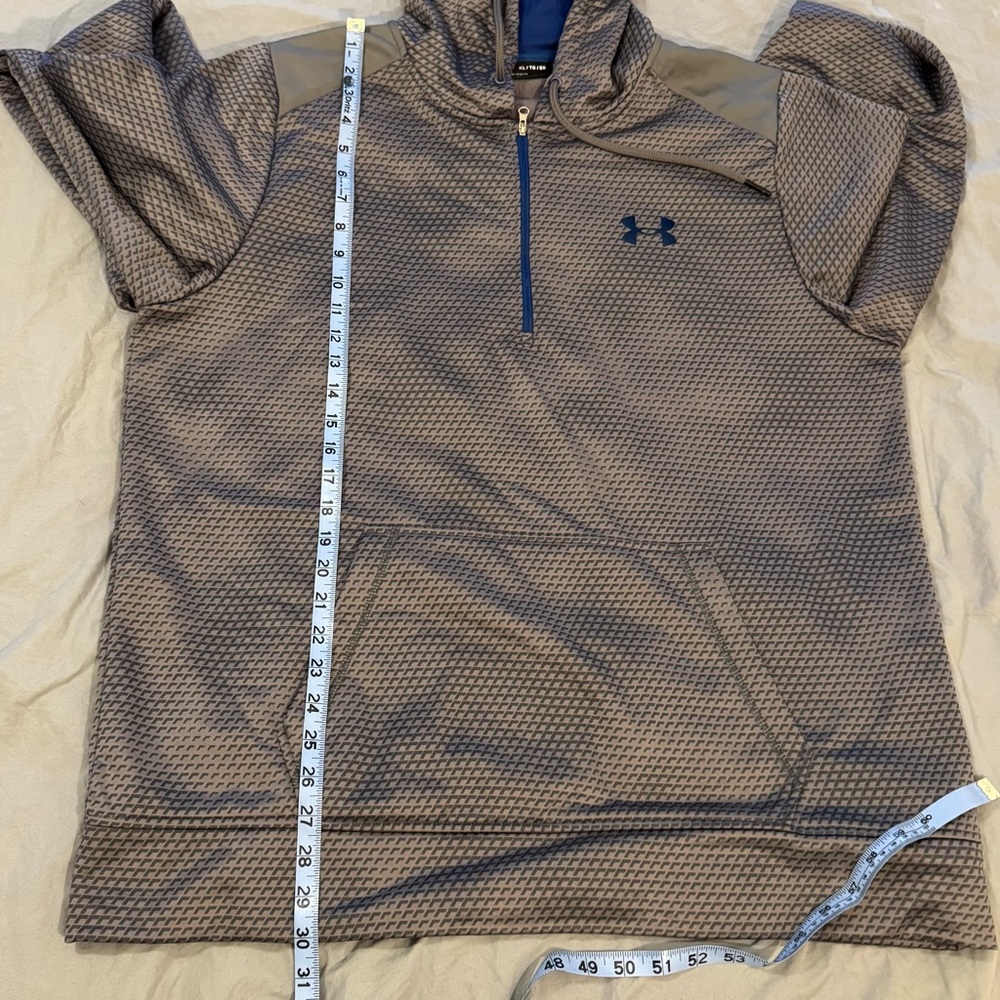 Under Armour Hoodie Pullover 1/4 Zip Sweatshirt‎ Mens Size L Gray Blue Logo - Picture 5 of 9